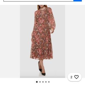 Tommy Hilfiger Women's Long Sleeve Dress - Red and Brown